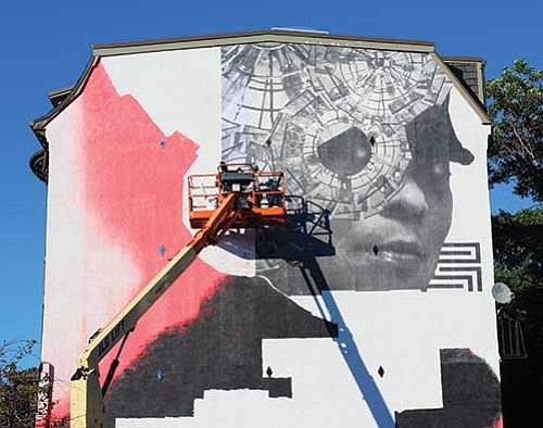 The temporary mural, up until October 2018, is being created in partnership with the women of the McGrath House, a ... The temporary mural, up until October 2018, is being created in partnership with the women of the McGrath House, a ...