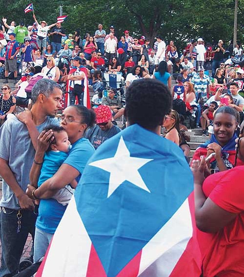 Puerto Rican pride in City Hall Plaza.