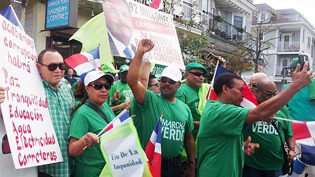 Activists with the Marcha Verde group demonstrate against corruption in the Dominican Republic’s
government.