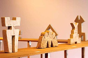 Kalimah Muhammad’s concrete sculptures on display at Boston Sculptor’s Gallery.