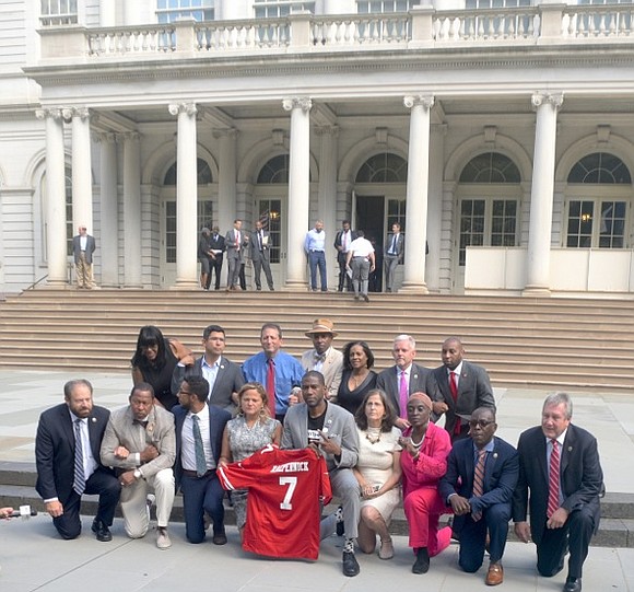 Wednesday, Sept. 27, 2017, several New York City Council members proudly declared that they were “taking a knee” on the ... Wednesday, Sept. 27, 2017, several New York City Council members proudly declared that they were “taking a knee” on the ...