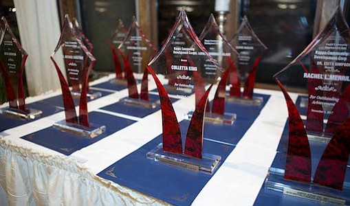 Awards for the 2017 Burlington-Camden (NJ) Alumni Chapter of Kappa Alpha Psi Fraternity, Inc., and Kappa Community Development Corporation's African-American Women of High Achievement honorees.