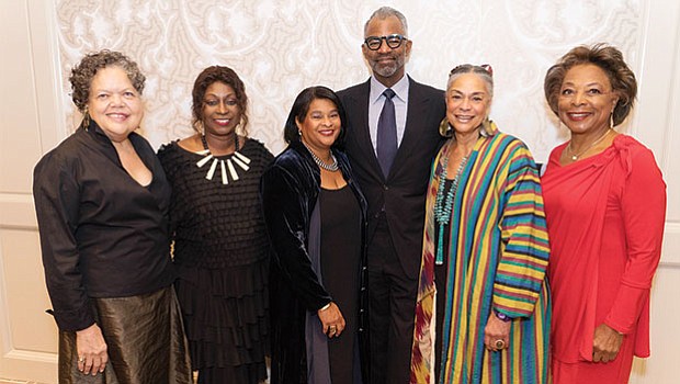 Celebrating at the Museum of African American History’s 50th Anniversary and Living Legends Awards are (left – right) Marita Rivero, the executive director of the Museum of African American History; Colette Phillips; event co-chair Robyn Coles; honorees Tony Coles and Sara Lawrence Lightfoot and event co-chair Dr. Priscilla Douglas.