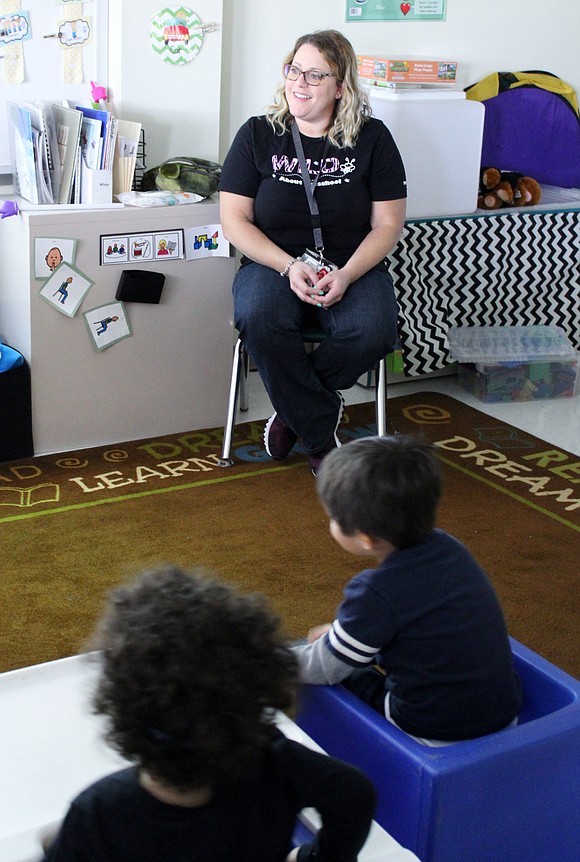 Bonnie McBeth Learning Center teacher Stephanie Stremp ended a recent class by singing songs with her students, more than half ... Bonnie McBeth Learning Center teacher Stephanie Stremp ended a recent class by singing songs with her students, more than half ...