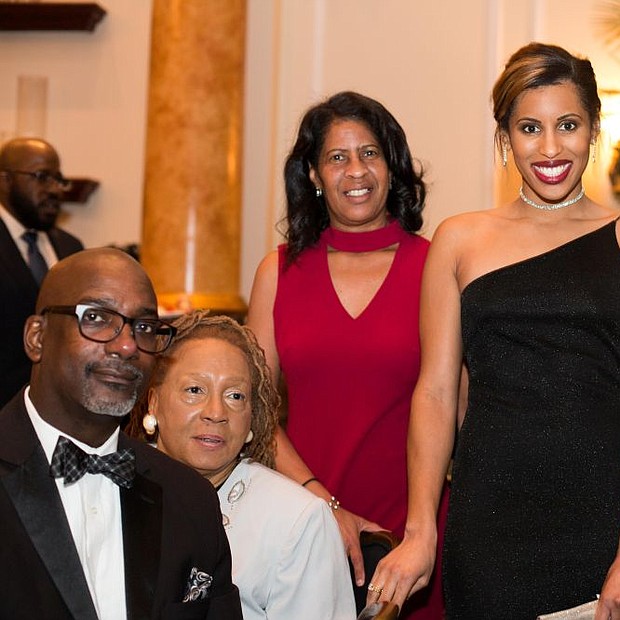 Pictured (L to R) Superintendent of Lawnside School District, Dr. Ronn Johnson, Members of Morgan State Alumni Association, Dr. Faye Ball and Candy Adkins, Jazmin Taylor, Press Pause Productions Correspondent and Jewel Johnson, Antoine Johnson LLC at cocktail hour at The Lawnside Education Foundation Inc.'s 8th Annual Dinner Dance and Silent Auction.