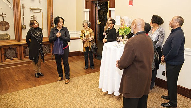 Louise Robinson of Sweet Honey in the Rock and Dr. Valerie Roberson, president of Roxbury Community College, welcome guests to the VIP reception.