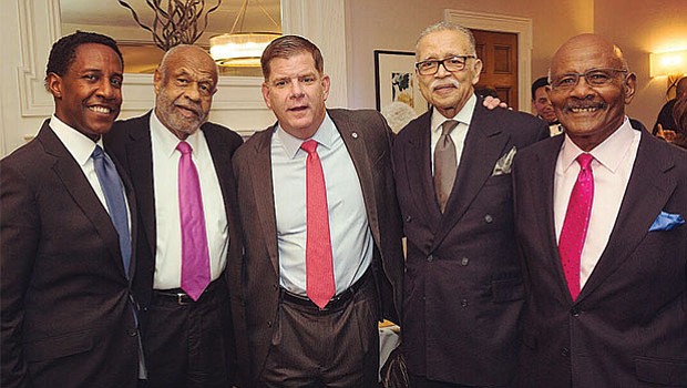 L to R: Newton Mayer Setti Warren, Fletcher Flash Wiley, Boston Mayor Martin Walsh, Melvin Miller.