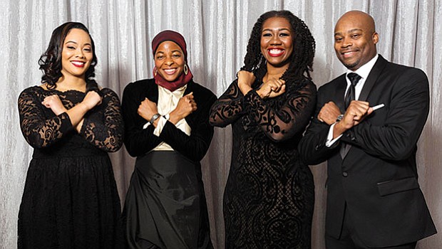 L to R, President-Elect Sheriece Perry, Trailblazer Award Recipient Intisar A. Rabb, President Courtney Scrubbs and Immediate Past President Stephen Hall.
