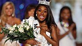 Miss New York Nia Imani Franklin is struck by emotion after being crowned Miss America last Sunday in the competition in Atlantic City, N.J.