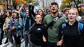 Demonstrators close down Chicago’s Michigan Avenue on Oct. 5 after a jury convicted former Chicago Police Officer Jason Van Dyke of second degree murder in the 2014 shooting death of Laquan McDonald.