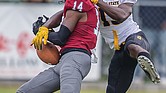 Virginia Union University sophomore Bryan Epps nearly picks off the ball from Bowie State University during last Saturday’s hard-fought game at Hovey Field.