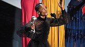 Letitia Wright accepts the award for outstanding breakthrough performance in a motion picture for her role in “Black Panther” at the NAACP Image Awards last Saturday in Los Angeles.