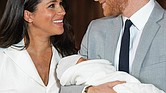 Prince Harry and Meghan Markle present their new son to the world on Wednesday during a brief photo session in St. George Hall at Windsor Castle, where their wedding reception was held last May. Master Archie was born at 5:26 a.m. Monday, weighing 7 pounds, 3 ounces.