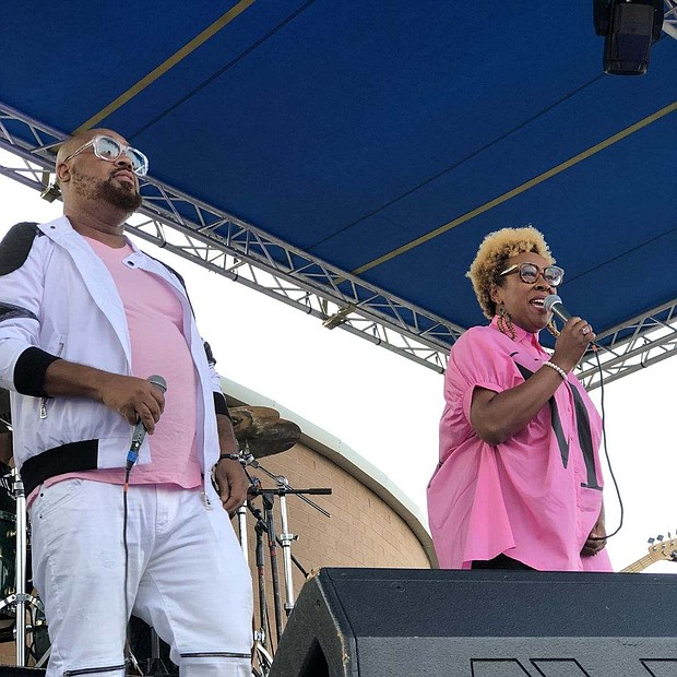 Pictured is Matteson Music Festival Headliners Kindered The Family Soul. Artist greets the crowd before their performance.