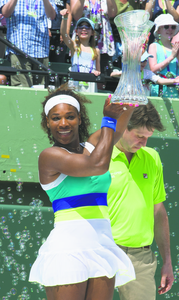 Serena Williams, in a slow start at the Sony Open, dropped the first set in... Serena Williams, in a slow start at the Sony Open, dropped the first set in...