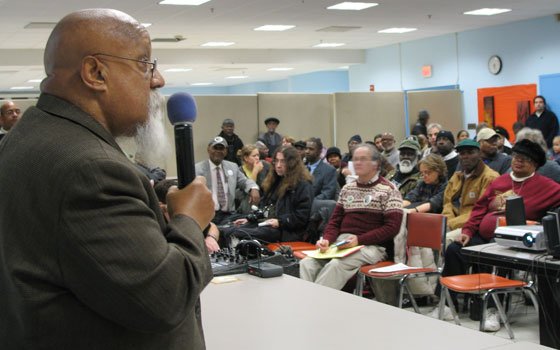City Councilor Chuck Turner speaks to attendees at a rally held at Roxbury Community College last week in... City Councilor Chuck Turner speaks to attendees at a rally held at Roxbury Community College last week in...