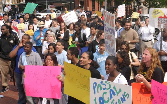 Scores of Boston Public Schools students rallied at the State House in Boston last Wednesday, calling for state... Scores of Boston Public Schools students rallied at the State House in Boston last Wednesday, calling for state...
