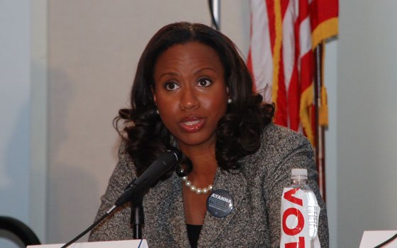 Ayanna Pressley responds to a question during recent Boston City Council forum at UMass Boston. Sponsored by MassVote,... Ayanna Pressley responds to a question during recent Boston City Council forum at UMass Boston. Sponsored by MassVote,...