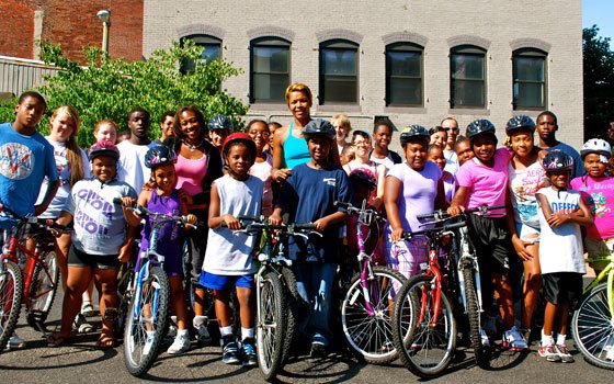Brandy Cruthird (c), founder and owner of Body By Brandy Fitness Center, is joined by dozens of youth... Brandy Cruthird (c), founder and owner of Body By Brandy Fitness Center, is joined by dozens of youth...