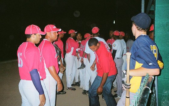 The Dominican all-star team prepares to take the field against the Yawkey League All-Stars, who would go on... The Dominican all-star team prepares to take the field against the Yawkey League All-Stars, who would go on...