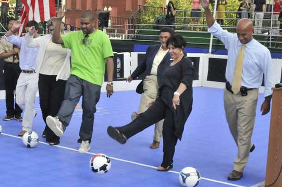 During the opening ceremony on Fri., July 30, the D.C. team enters Kastles Stadium... During the opening ceremony on Fri., July 30, the D.C. team enters Kastles Stadium...