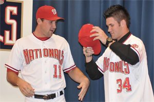 The Washington Nationals introduced outfielder Bryce Harper to the local media at Nationals Park on... The Washington Nationals introduced outfielder Bryce Harper to the local media at Nationals Park on...