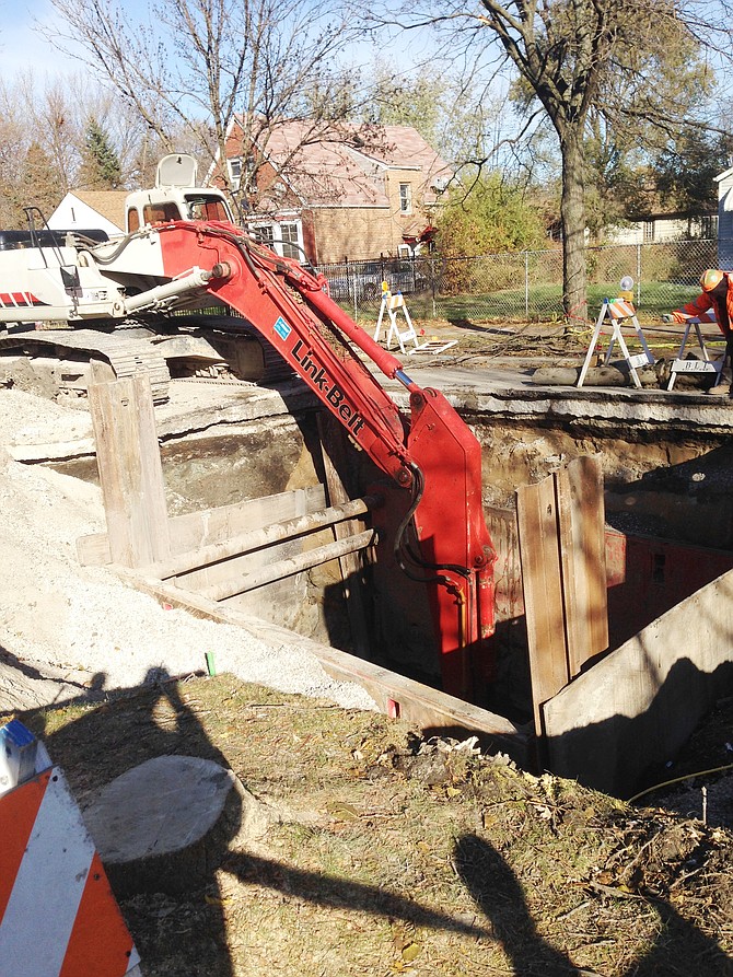 The  City's infrastructure might have played a significant role in the "wash out" (a sudden erosion of soft soil or other support surfaces by a gush of water) at 124th and Wentworth Ave. which caused the road to collapse creating a large sink hole, because most of its underground pipes and water systems are at or over 100 years old. 