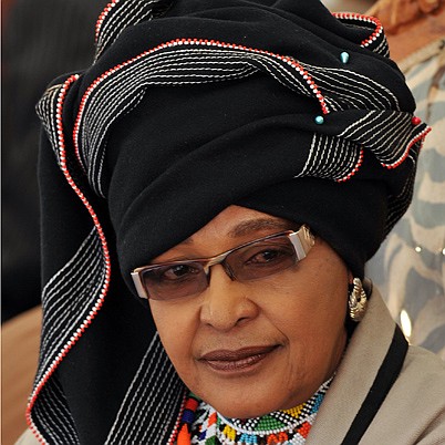 In this file picture taken on November 5, 2009, Winnie Madikizela-Mandela, former wife of Former South African President Nelson Mandela, dressed in Xhosa tribe garb attends a gathering of traditional leaders from all over the country in Pretoria at Freedom Park in honor of Mandela. 