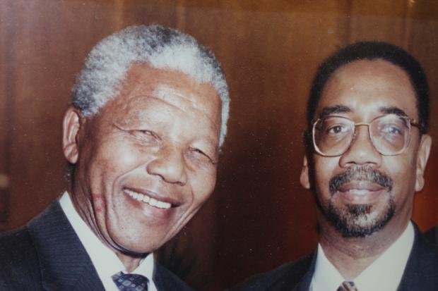 Former South Africa President Nelson Mandela and U.S. Congressman Bobby Rush during Mandela's 1993 visit to Chicago visit. 
