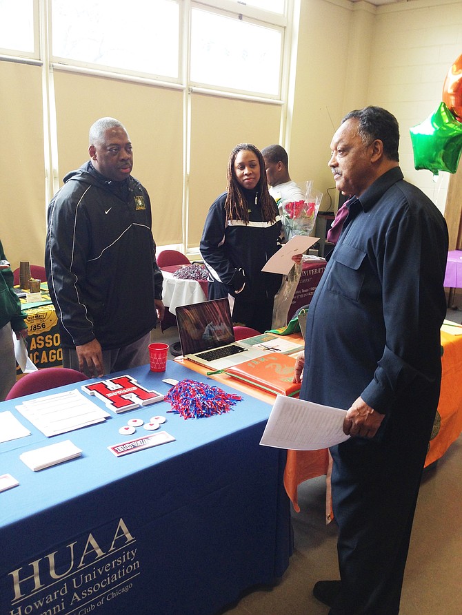 Rev. Jesse Jackson, Sr. spoke to students about attending HBCUs and PBIs at Rainbow PUSH Coalition's Chicago headquarters.  Photo: Lee Edwards