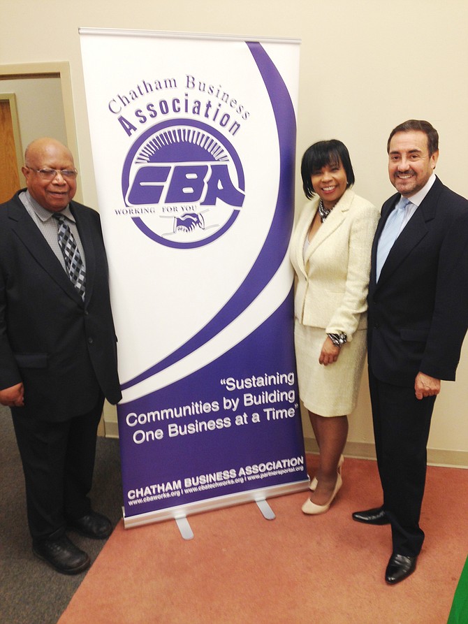 Chatham Business Association (CBA) Chairman and Chicago Citizen Newspaper CEO, William Garth, Sr. (left) and CBA  Executive Director Melinda Kelly.