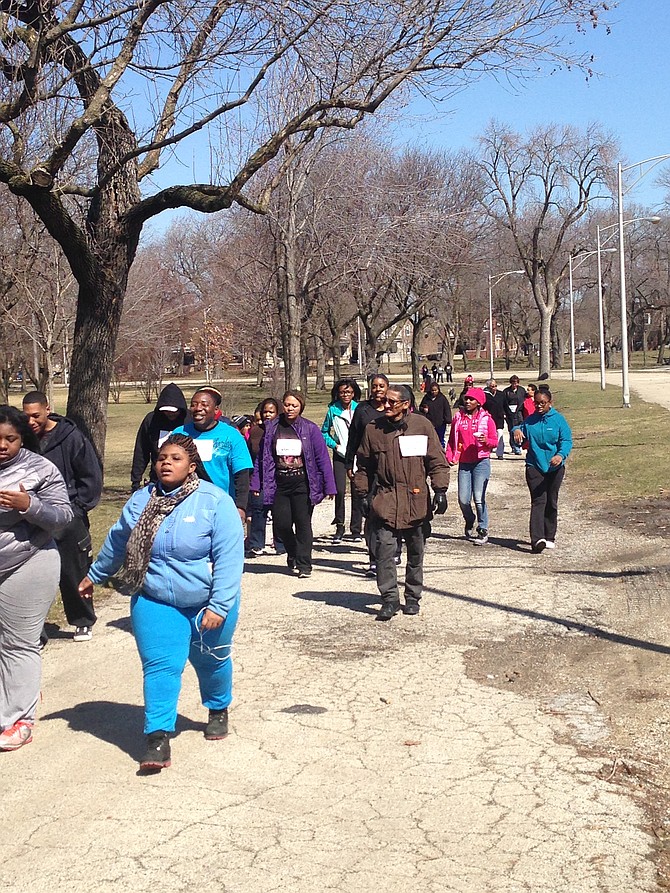 Walkers for Teena’s Legacy’s 5K Walk for Peace made their way along the trail that circles Ogden Park to complete the 5K – equivalent to 3.1 miles – on a brisk but sunny Saturday afternoon. 
