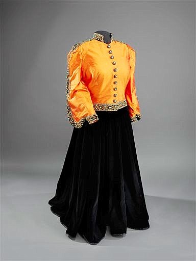 This undated handout photo provided by the National Museum of American History shows a Shantung silk jacket, redesigned in 1993, and black velvet skirt worn by Marian Anderson during her historic performance on the Lincoln Memorial in Washington in 1939.
