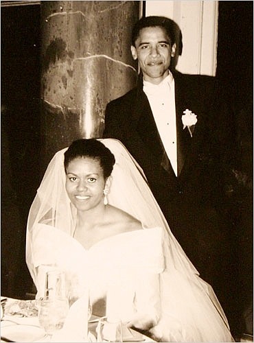 First Lady, Michelle and President Barack Obama seen here on their wedding day, will decide what items will go on display in the Barack Obama Presidential Library.