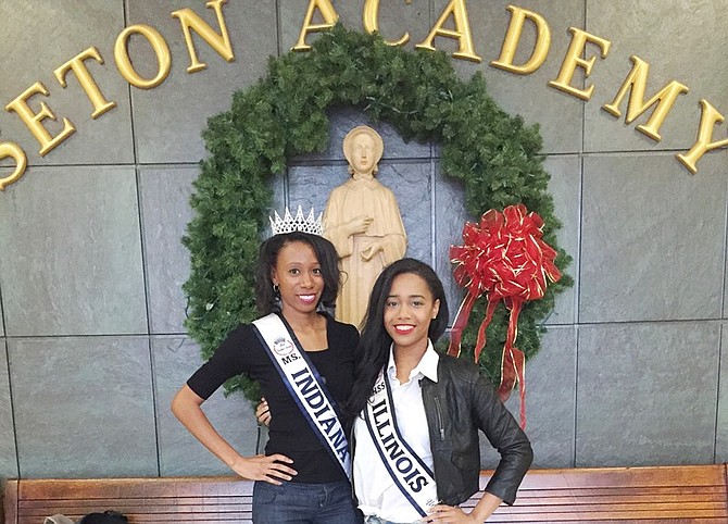 L-R Ms. Indiana United States 2014 Jade Netwon and Miss Illinois United States 2014 Brittany Middlebrooks.