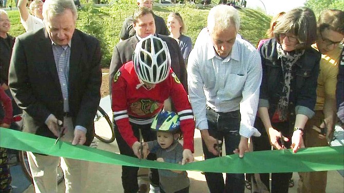U.S. Sen. Richard “Dick” Durbin (D-IL)  and Chicago Mayor Rahm Emanuel, take part in the ribbon cutting for the new 606 Trail last weekend.