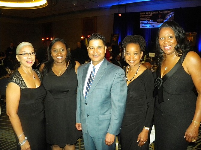 L-R   Janis Ware, Publisher, Atlanta Voice; Shannon Williams, President/General Manager, Indianapolis Recorder; Francis Page, Publisher/Editor, Houston Style Magazine; Denise Rolark Barnes, Publisher, Washington Informer and  Karen Carter Richards, Publisher, Houston Forward Times were elected as new board members of National Newspaper Publishers Association (NNPA) Association Board at the 2015 NNPA Annual National Convention held at the Detroit Marriott at the Renaissance Center, 400 Renaissance Dr., Detroit, Mich.