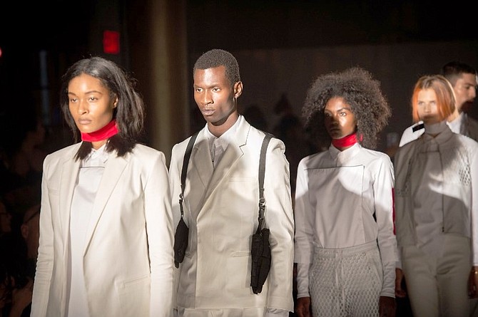 The Pyer Moss Spring 2016 collection is modeled during Fashion Week in New York on Thursday, Sept. 10, 2015.