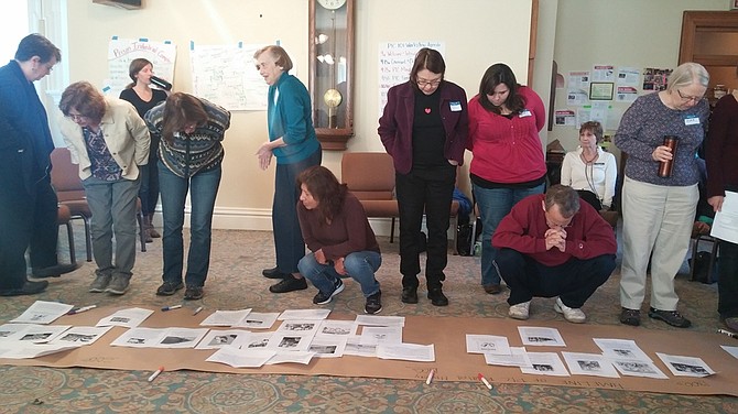 Church members of the Beverly Unitarian Church created a historical timeline showing how the criminal justice system has negatively affected African-Americans.