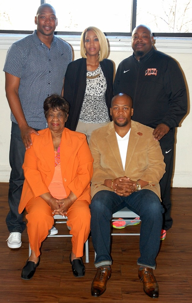 Upper row: Left to right Bobby Simmons, R.J. White, and Director of Operations for Mac Irvin Fire, Nick Irvin. Lower Row: Louise Irvin and Rev. Dr. L. Bernard Jakes, pastor of West Point Missionary Baptist Church.