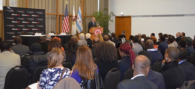U.S. Senator Dick Durbin last week hosted an African Diaspora session held at the Illinois Institute of Technology’s Hermann Hall, Main Auditorium, at 3241 S. Federal St., that was attended by members of Chicago’s African community.