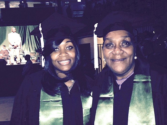 Gilda Patterson, 62, and her daughter, Glamour Valentine, 27, graduated last week from Chicago State University.