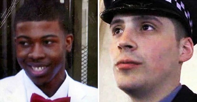 Officer Robert Rialmo (right) filed a lawsuit last week against the estate of Quintonio LeGrier (left), 19, who was shot and killed by Rialmo on Dec. 26, 2015.