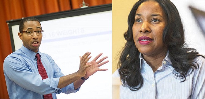 Jay Travis (left) describes Ill. State Rep. Christian Mitchell (Dist.-26) (right) as a “Rauner” democrat claiming he shares elite donors and a political agenda with the Republican governor. Mitchell calls the claim “ridiculous” saying that he voted against Ill. Gov. Bruce Rauner 95 percent of the time.