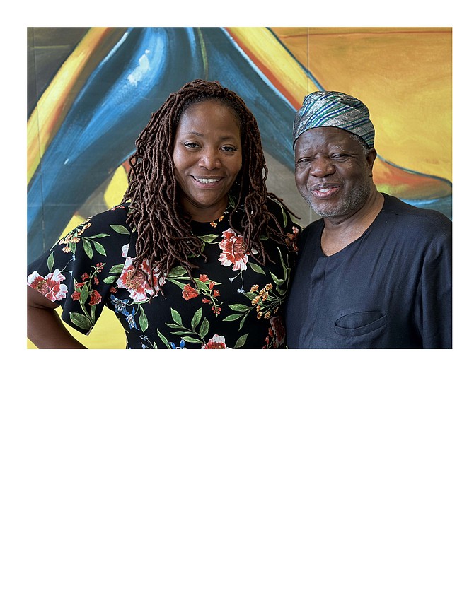 Melody Spann Cooper, Owner WVON/Midway Broadcasting, Patrick Woodtor, Founder African Festival of the Arts.  WVON will be broadcasting Live from the Festival all weekend. Photo provided by AIHUI