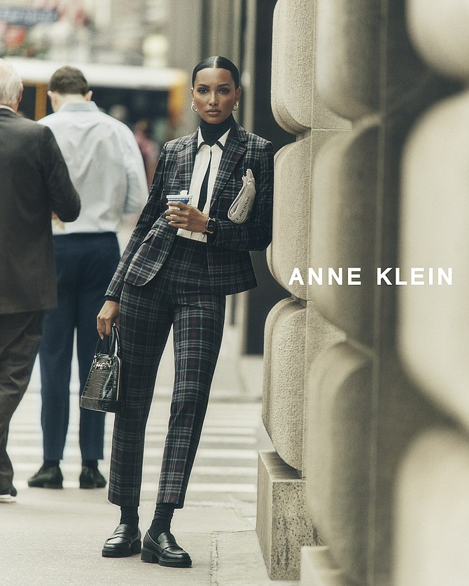 American photographer Tom Schirmacher shot the Anne Klein Fall/Winter '23 campaign featuring Jasmine Tookes on the streets of New York City.