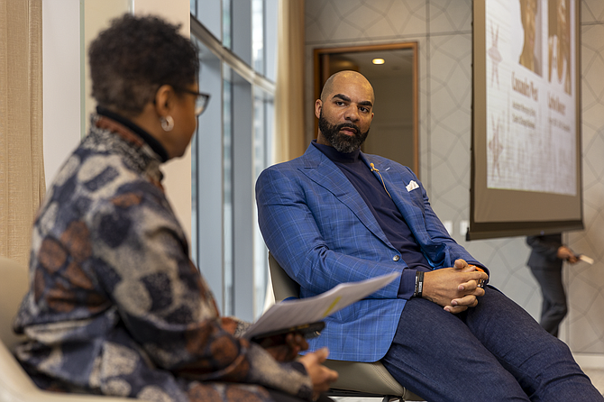 Former Chicago Bulls Player Carlos Boozer with Journalist Cassandra
West. PHOTO BY JESUS J. MONTERO