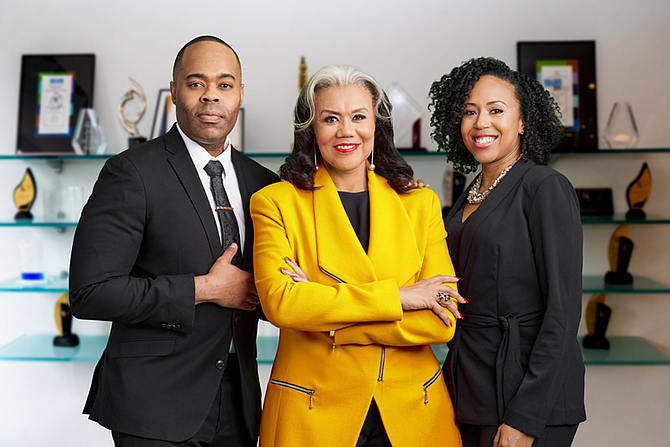 Flowers Communications Group Founder and CEO Michelle Flowers Welch (middle), Director of Marketing of Business Development Brinton Flowers (left) and
Managing Director Jasmine Flowers Mazyck. PHOTO PROVIDED BY FLOWERS COMMUNICATIONS GROUP.