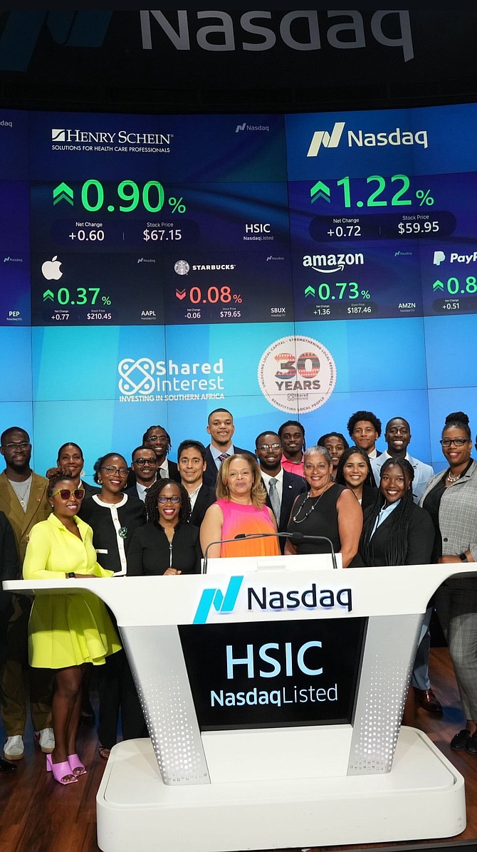 Morehouse College Sophomore Jeremy Hall had the opportunity to ring the closing bell at Nasdaq because of his involvement with Shared Interest. Photo provided by MyWhy Agency.