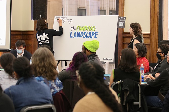 After sharing the results of Enrich Chicago’s 2024 Funding Equity report, philanthropic leaders and BIPOC arts leaders convened to discuss next steps. Photo provided by The Silverman Group.